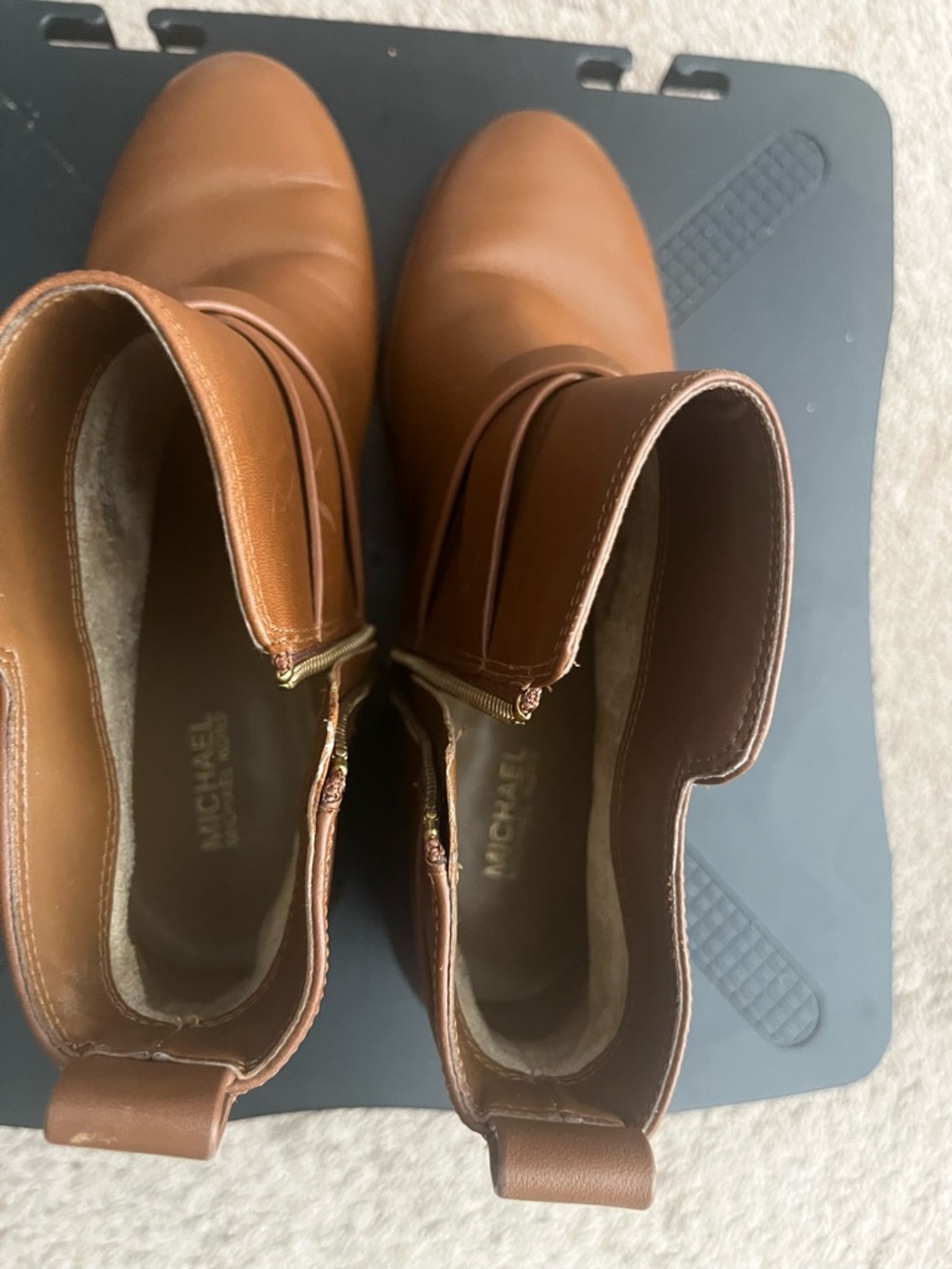 Michael Kors Cognac Brown Leather Ankle Booties